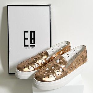 NIB E8 By Miista Latrell Rose Gold Slip Ons